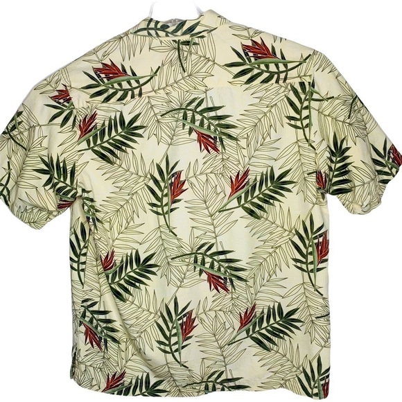 Caribbean Silk Blend Hawaiian Short Sleeve Shirt Size L Coconut Button Beige - Picture 5 of 10